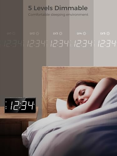 Digital Dual Alarm Clock with 7.5-Inch LED Display for Heavy Sleepers