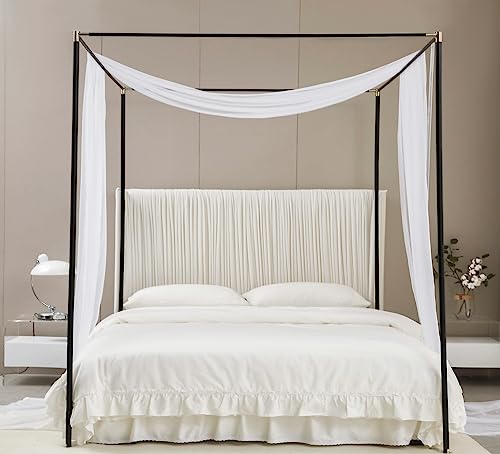 Sheer Canopy Bed Curtains with LED Lights - 2 Panel Princess Canopy Scarf