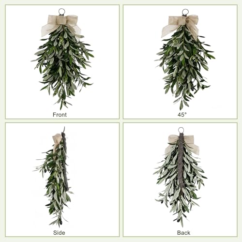 22-Inch Artificial Olive Teardrop Swag, Set of 2 Realistic Greenery Decor