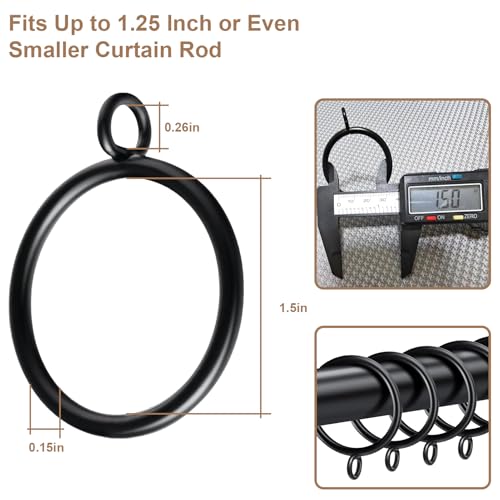100-Pack Metal Curtain Rings with Eyelets, 1.5-Inch ID for 1.25-Inch Rods