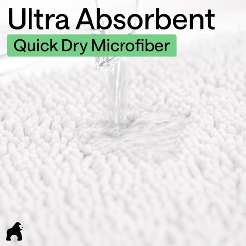 Soft Absorbent Chenille Bath Rug, Non-Slip Microfiber Shower Mat, 24x17