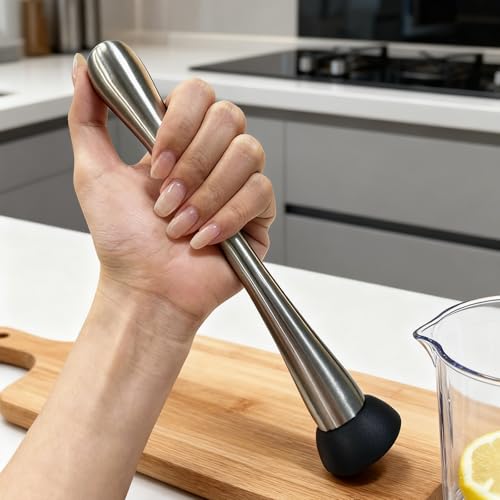 Stainless Steel Cocktail Muddler for Drinks & Fruit Crushing - Durable Bar Tool