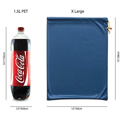 XL Microfiber Drawstring Storage Bags - 3-Pack, 15x12 Inch Lint-Free Pouches