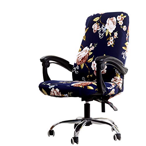 Stretch Office Chair Cover - High Back Slipcover, Peony, Large