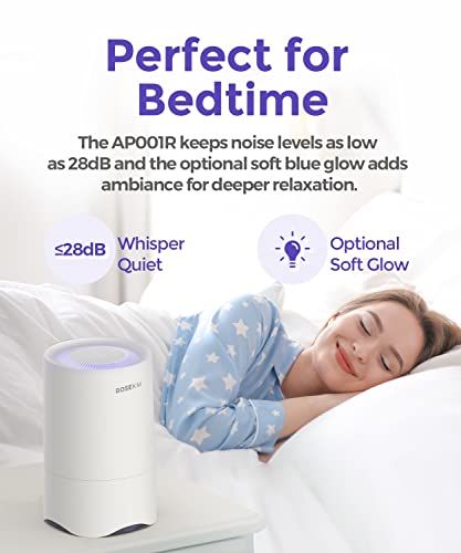 Small True HEPA Air Purifier for Home Bedroom with Aromatherapy Diffuser