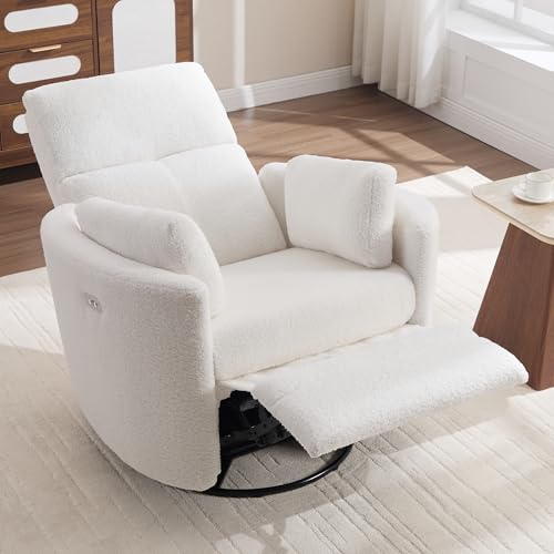 Electric Swivel Glider Recliner Chair with USB Port and Pillows