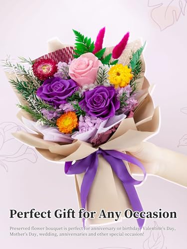 Handmade Preserved Rose Bouquet in Gift Box - Real Eternal Flowers