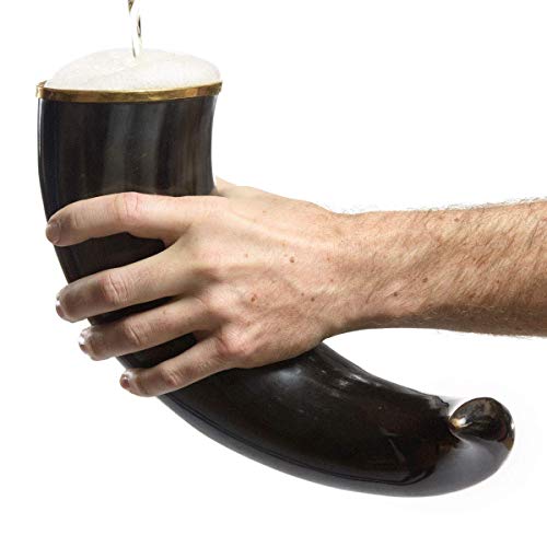 Large Viking Drinking Horn Tankard – 20oz Handcrafted Ox Horn Beer Mug