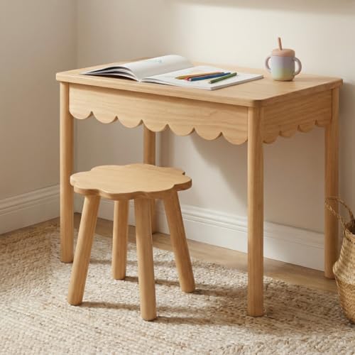 Solid Wood Kids Table and Chair Set with Lift-Top Hidden Storage