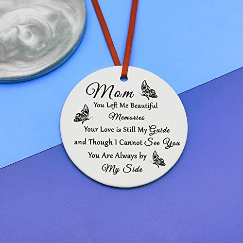 Sympathy Christmas Memorial Ornaments for Loss of Mother - Mom You Left Me Beautiful Memories Keepsake Gift