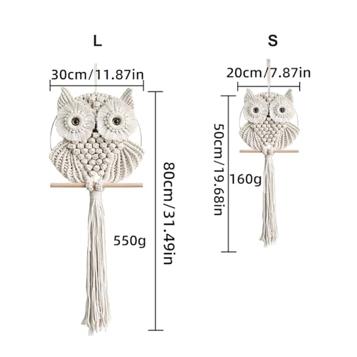 Hand-Woven Owl Macrame Wall Hanging - Boho Cotton Tapestry Wall Decor