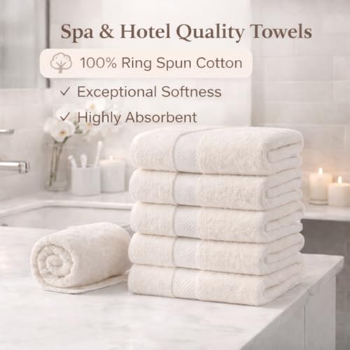 6 Pack Cotton Hair Towels - 20"x38" Quick-Dry Absorbent Towels for Hair