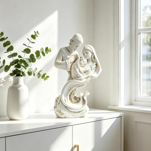 Holy Family Statue Nativity Scene Resin Figurine for Desk & Tabletop Decor