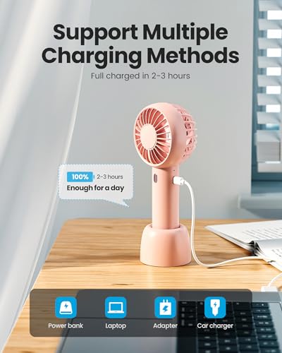 Gaiatop Mini Handheld Portable Fan, 3-Speed USB Rechargeable Desk Fan