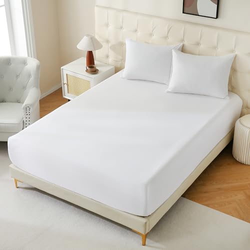 Full Size Fitted Sheets 6-Pack, Microfiber 15-inch Deep Pocket, White