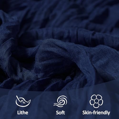 6 Pack Navy Blue Cheesecloth Table Runners 35x120 Inch Boho Gauze Fabric