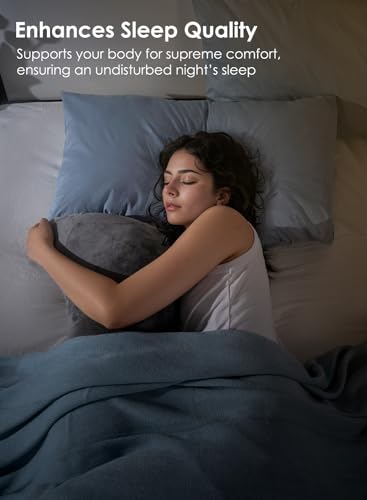 S-Shaped Body Pillow for Side Sleepers - Soft Grey Velvet