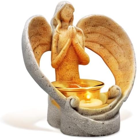 OakiWay Memorial Candle Holder - Angel Figurines with Flickering LED Tealight | Sympathy Gifts for Loss