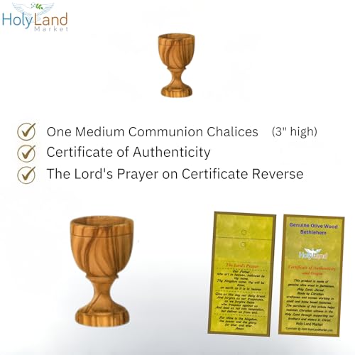Hand Carved Olive Wood Communion Cup - 3-Inch Chalice from Bethlehem