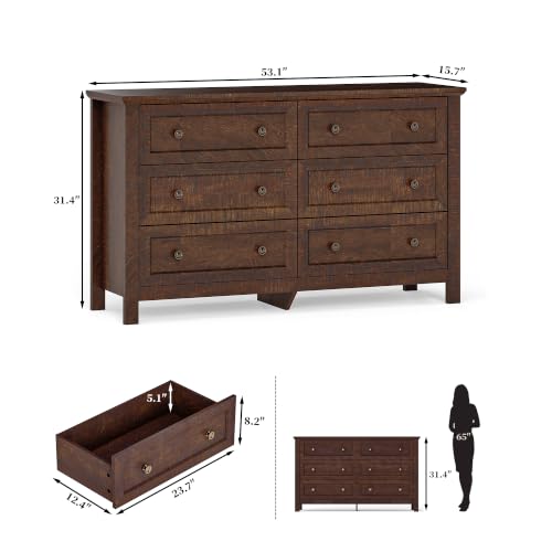 3-Piece Farmhouse Bedroom Furniture Set: 6-Drawer & 5-Drawer Dresser, Nightstand