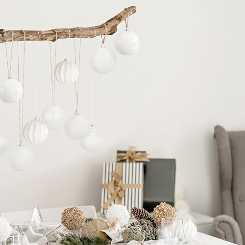 White Christmas Ball Ornaments Set of 20 - 3.15-Inch Shatterproof Decor