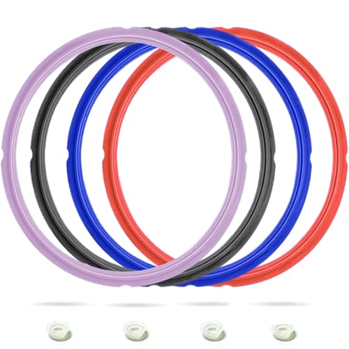 4-Pack 6 Qt Silicone Sealing Rings with Float Valve Seals for Pressure Cookers