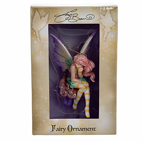 Whimsical Fairy Ornament with Glittered Wings and Cupcake Design - 4.25 Inch