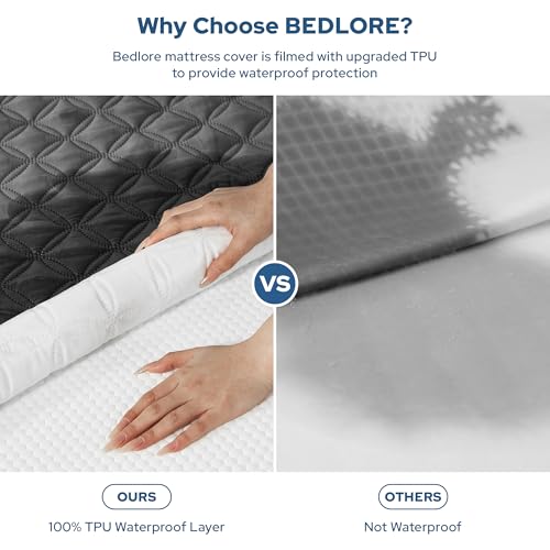 BEDLORE 2-Pack Waterproof Queen Mattress Protector - Deep Pocket Gray