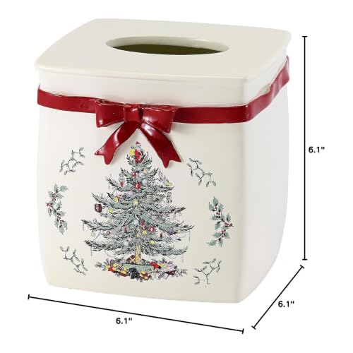 Spode Christmas Tissue Box Cover - Red Tree Design, Resin