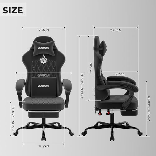 Ergonomic Gaming Chair with Lumbar Massage and Adjustable Recline