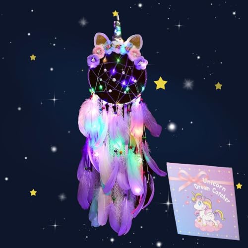 LED Unicorn Dream Catcher Wall Hanging for Kids Bedroom Decor