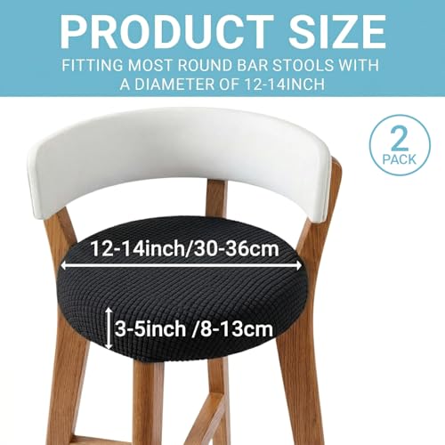 Round Bar Stool Covers - 2 Pack, Elastic Polyester, 11-14 Inch