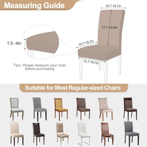 Stretch Jacquard Dining Chair Covers (Set of 6) - Removable Parsons Slipcovers