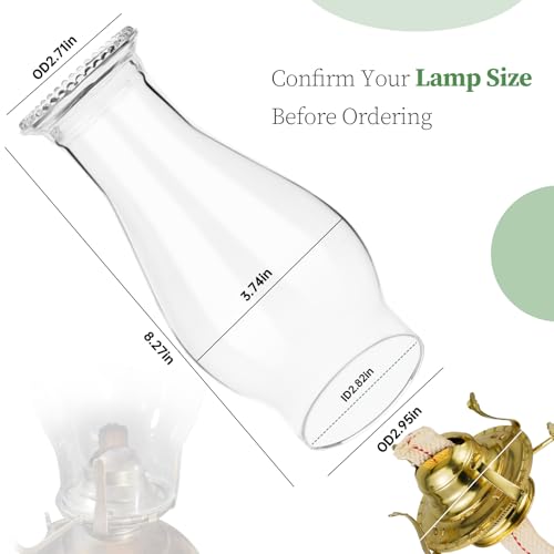 Clear Glass Oil Lamp Chimney Replacement - Wave Style Hurricane Shade