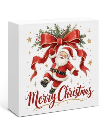 Christmas Wooden Sign Santa Claus Decor Holiday Wall Art