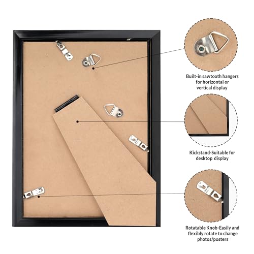 Black 4x6 Picture Frames Set of 2 - Modern Wall & Tabletop Photo Frame