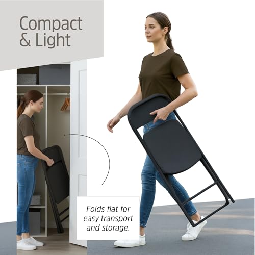 10-Pack Heavy-Duty Folding Chairs - Portable Steel Frame Seating