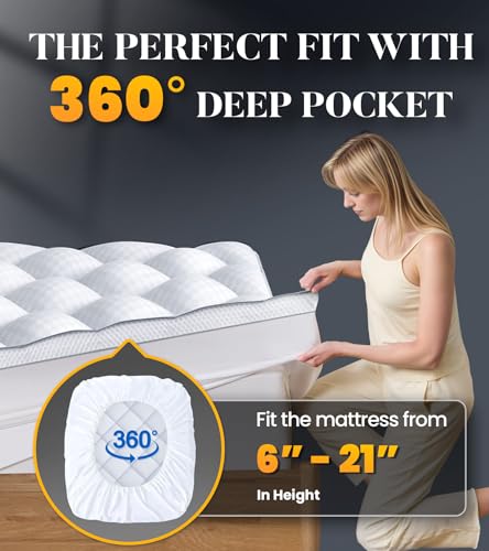 Milcabe 3 Inch Queen Memory Foam Mattress Topper - Plush Pillow Top Pad