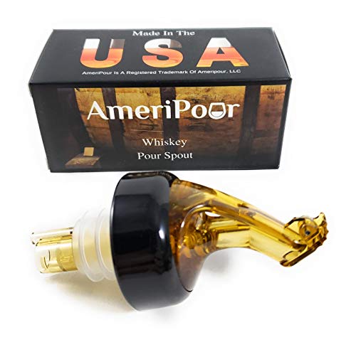 AmeriPour Whiskey Pourer with Flap - Amber Standard Cork, Made in USA
