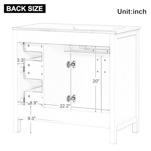 36-Inch Bathroom Vanity with Sink Combo, Freestanding Cabinet with Drawers