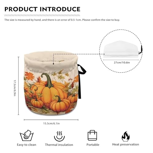 Pumpkin Print Cotton Tea Cozy - Insulated Teapot Cover with Drawstring