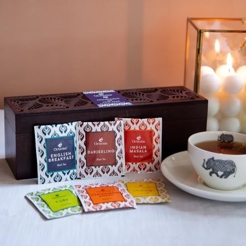 Octavius Gift's Select Assorted Leafcut Tea Box - 6 Flavors, 60 Tea Bags, Gift Set