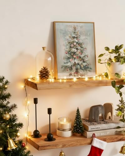 Merry Christmas Framed Canvas Wall Art 12x16 Inch Vintage Tree Print - ARPEOTCY, 16"x12"