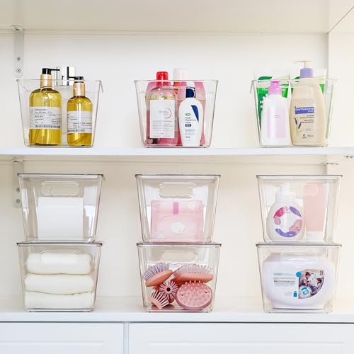 Vtopmart 6 Pack Clear Stackable Storage Bins with Lids & Handles