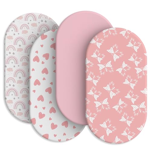 Fitted Bassinet Sheets 4-Pack - Soft Microfiber 32" x 16" (Pink)