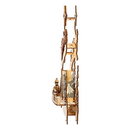 Battery-Operated Wooden Christmas Village with Santa and Sleigh - 11.8 Inch