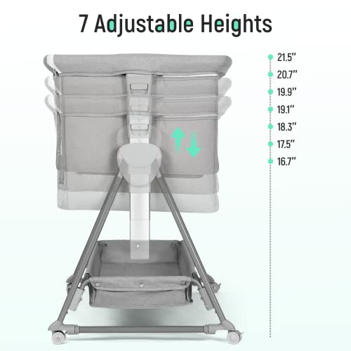 Adjustable Bedside Bassinet Sleeper with Mattress & Storage Basket