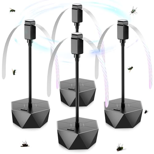 PIMAG Fly Repellent Fans for Tables 4 Pack, Holographic Blades
