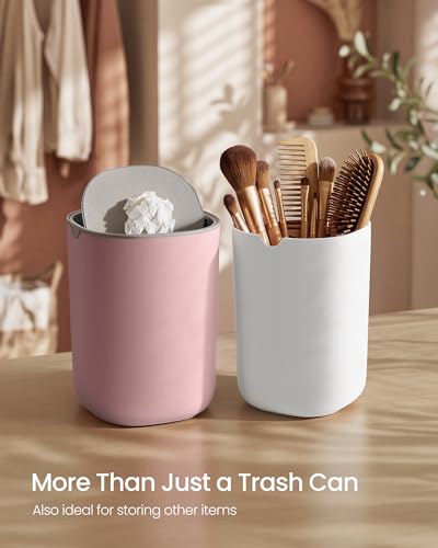 Mini Desk Trash Can with Stainless Steel Swing Lid 1.5L