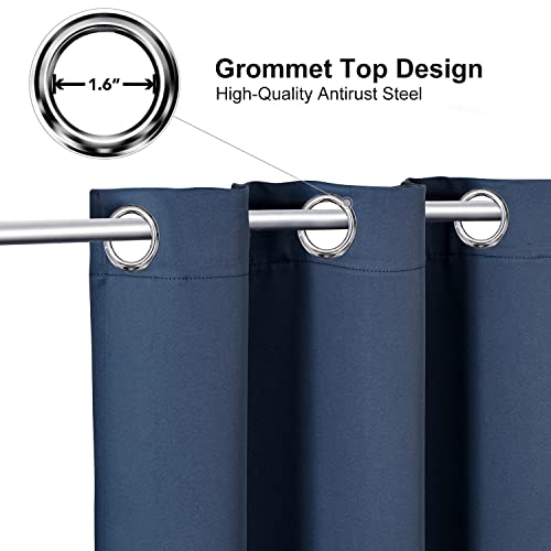 Stone Blue Blackout Curtains - 42 x 48 Inch Thermal Insulated Grommet Drapes